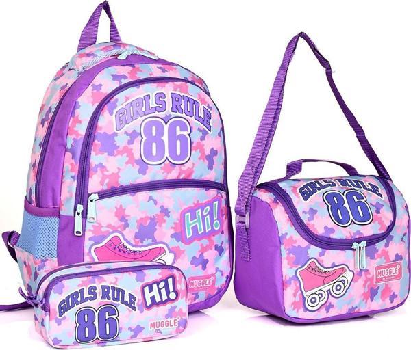 Muggle Mu-6788 Girls Rule Okul Sırt Çantası 3'Lü Set - Image 1