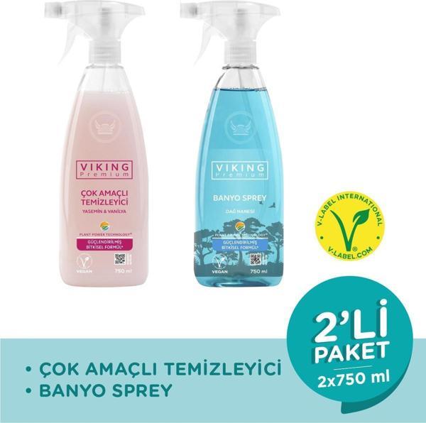 Premium 2'li (Çok Amaçlı Yüzey Temizleyici , Banyo Dağ Nanesi) Paket 750 ml x 2 Adet - Image 1