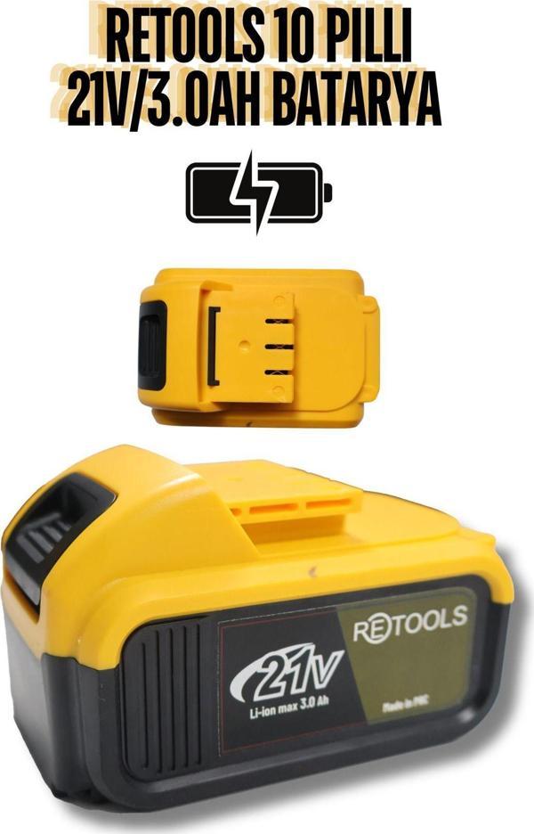 Retools 10 Pilli Li-İon Batarya 21V/3.0Ah Sarı - Image 1