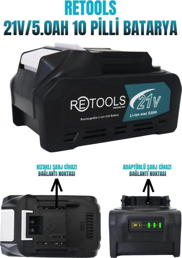 Retools 21V/5.0Ah 10 Pilli Batarya Li-İon Teknoloji - Image 1