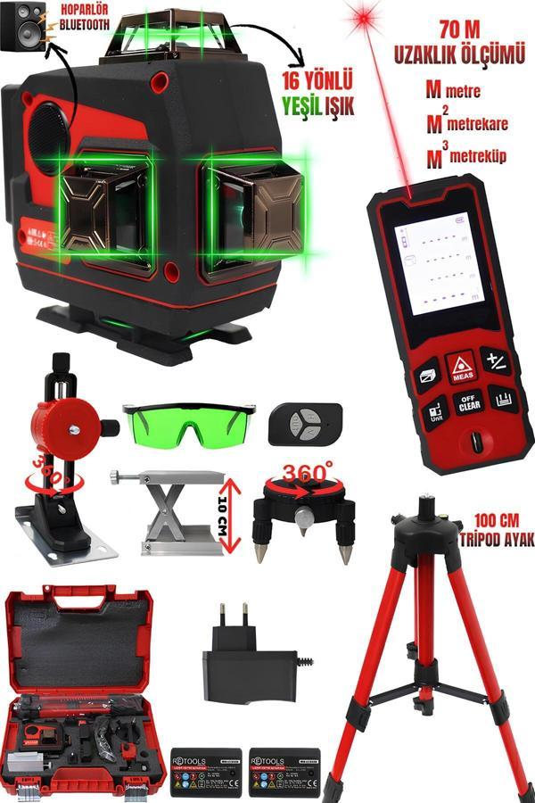 Retools 2Li Set 16 Yönlü Lazerli Ve +70 Metre Lazer Metre(Tripod Ayak) - Image 1