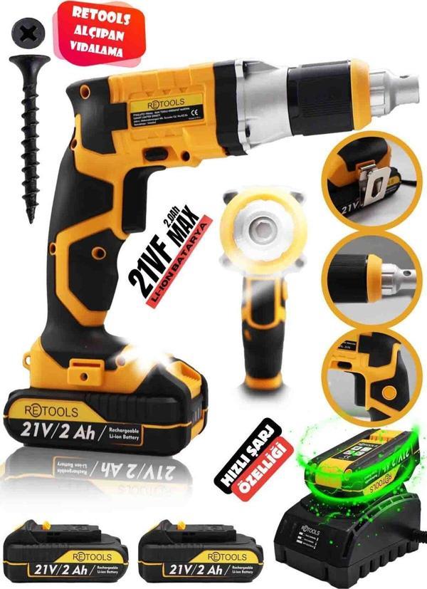 Retools Şarjlı Alçıpan Vidalama Sarı - Image 1