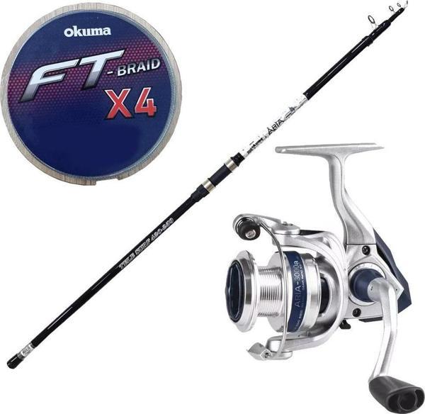 YekOutdoor Okuma Surf Kamışı Seti Okuma Aria Tele Surf 3,90 cm 100-200 gr Surf Kamışı&Okuma ARIA-5000a 1BB Olta Makinesi - Image 1