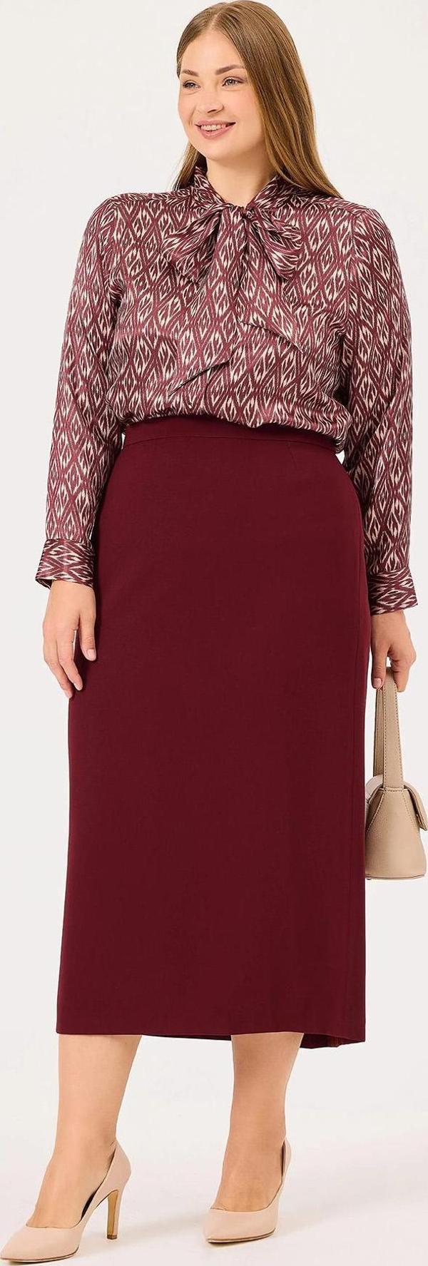 Galaxi Kadın Büyük Beden Yırtmaç Detaylı Etek 4002 Bordo - Image 1