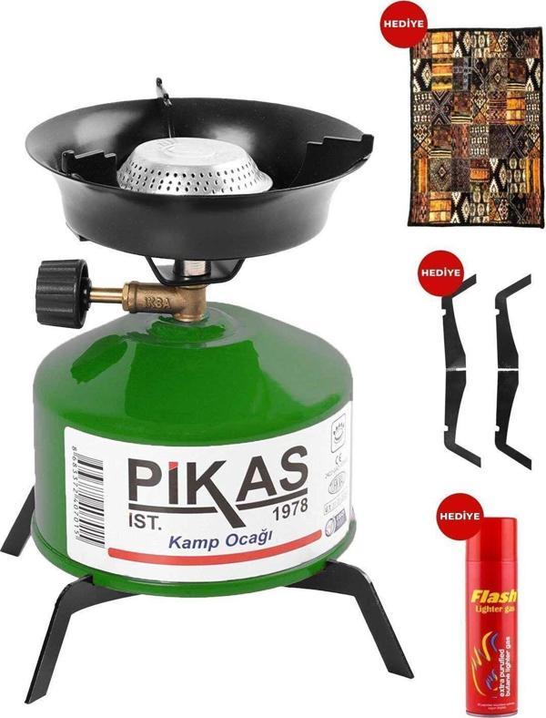 Iksa Devrilmez Ayaklı Portatif Kamp Ocağı, Piknik Tüpü Kamp Ocağı Kartuşu Çaydanlık Halısı Hediye - Image 1