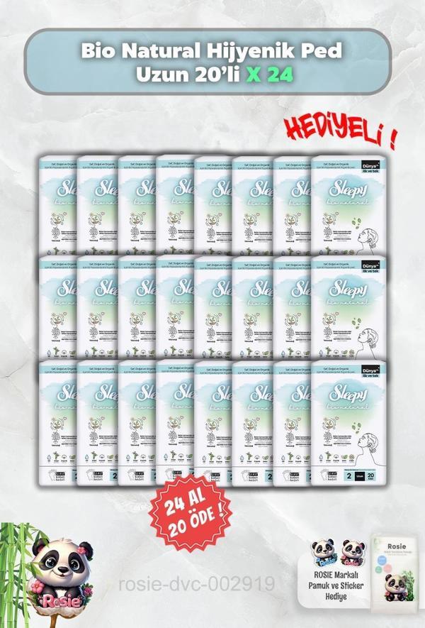 24 AL 20 ÖDE Sleepy Hijyenik Ped Uzun 20'li Bio Natural ve Rosie - Image 1