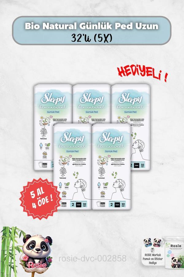 5 Al 4 Öde Bio Natural Günlük Ped Uzun 32'li ve Rosie Hediye - Image 1