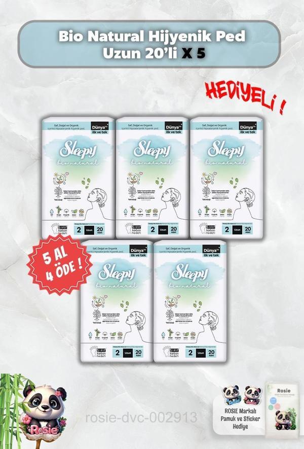 5 AL 4 ÖDE Sleepy Bio Natural Hijyenik Ped Uzun 20'li ve Rosie - Image 1