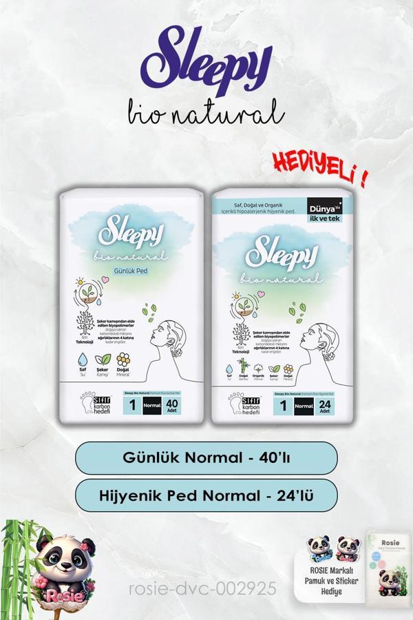 Günlük Ped Normal 40'lı ve Hijyenik Ped Normal 24'lü Bio Natural Sleepy ve Rosie - Image 1