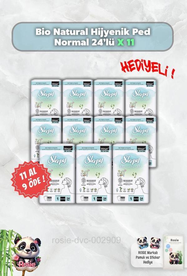 Hijyenik Ped Normal 24'lü Sleepy Bio Natural 11 AL 9 ÖDE ve Rosie - Image 1