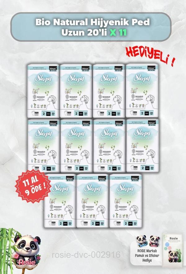 Hijyenik Ped Uzun 20'li Sleepy Bio Natural 11 AL 9 ÖDE ve Rosie - Image 1