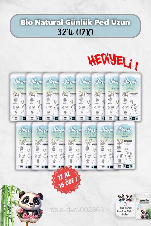 Sleepy 32'li Bio Natural 17 Al 15 Öde Günlük Ped Uzun ve Rosie Hediye - Image 1