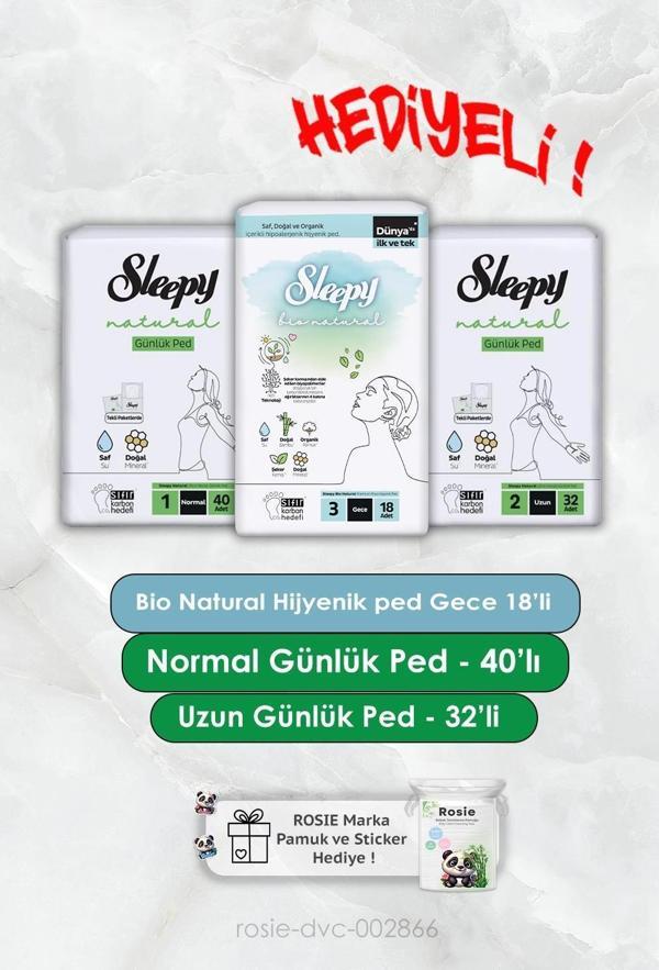 Ultra Hassas Günlük 32'li Uzun ve Normal 40'lı, Bio Natural Hijyenik Gece 18'li, Rosie Hediyeli - Image 1