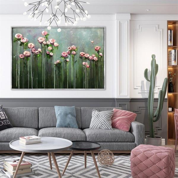 Açmayan Çiçekler Yağlı Boya Dokulu Tablo 100X150 Çerçevesiz - Image 1