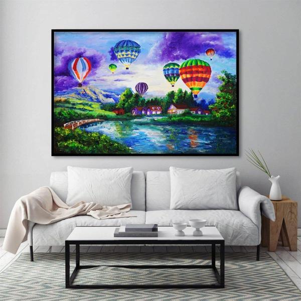 Air Ballons Yağlı Boya Dokulu Tablo 75X100 Gümüş Çerçeveli - Image 1