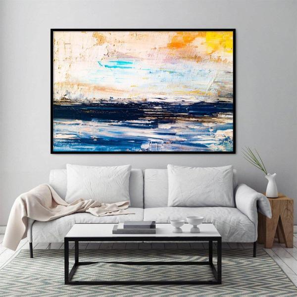 Abstract Landscape Yağlı Boya Dokulu Tablo 50X70 Gümüş Çerçeveli - Image 1