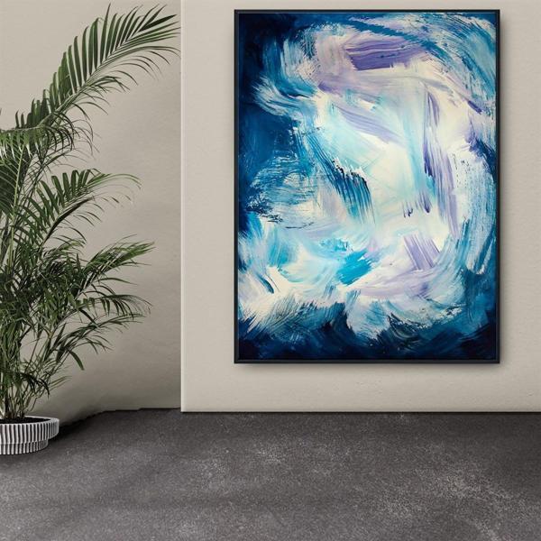 Abstract Luminous Yağlı Boya Dokulu Tablo 100X150 Gümüş Çerçeveli - Image 1