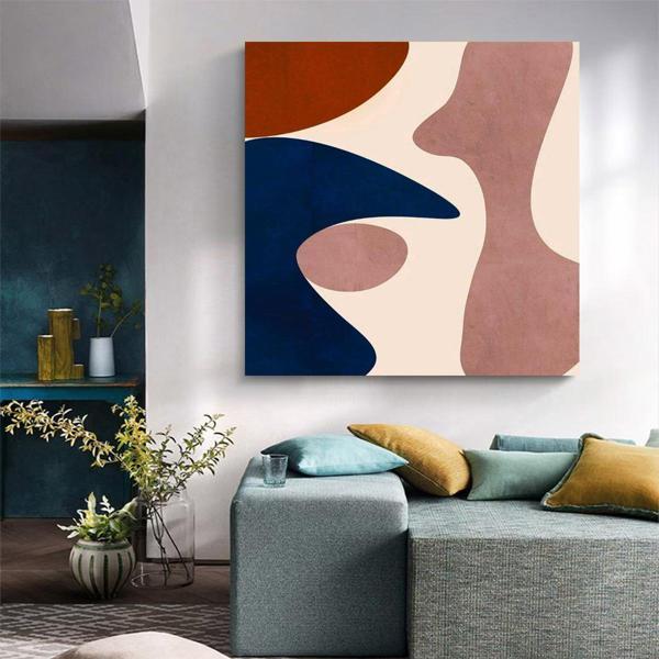 Abstract Shapes Yağlı Boya Dokulu Tablo 80X80 Çerçevesiz - Image 1