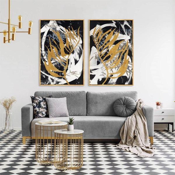 Altın Kanat İkili Set  Yağlı Boya Dokulu Tablo 60X90 Çerçevesiz - Image 1