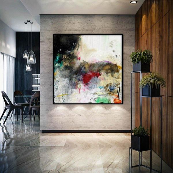 Behind The Dark Yağlı Boya Dokulu Tablo 80X80 Gold Çerçeveli - Image 1
