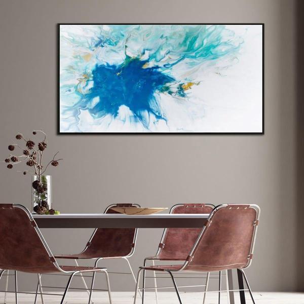 Aqua Yağlı Boya Dokulu Tablo 75X100 Gold Çerçeveli - Image 1