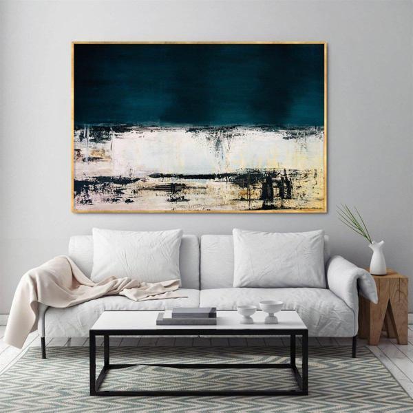 Aydınlığa Düşen Karanlık Yağlı Boya Dokulu Tablo 100X150 Siyah Çerçeveli - Image 1