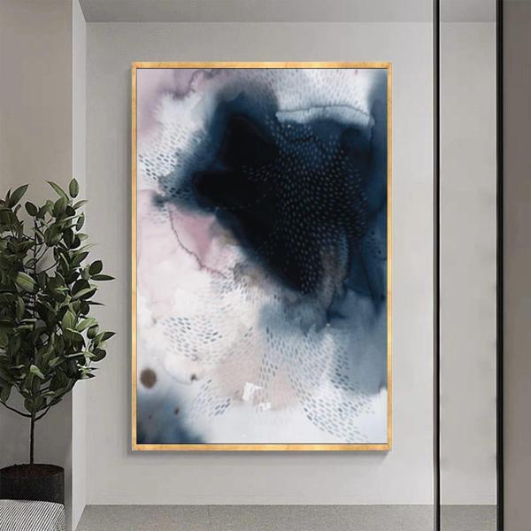 Black Hole Yağlı Boya Dokulu Tablo 60X90 Gold Çerçeveli - Image 1