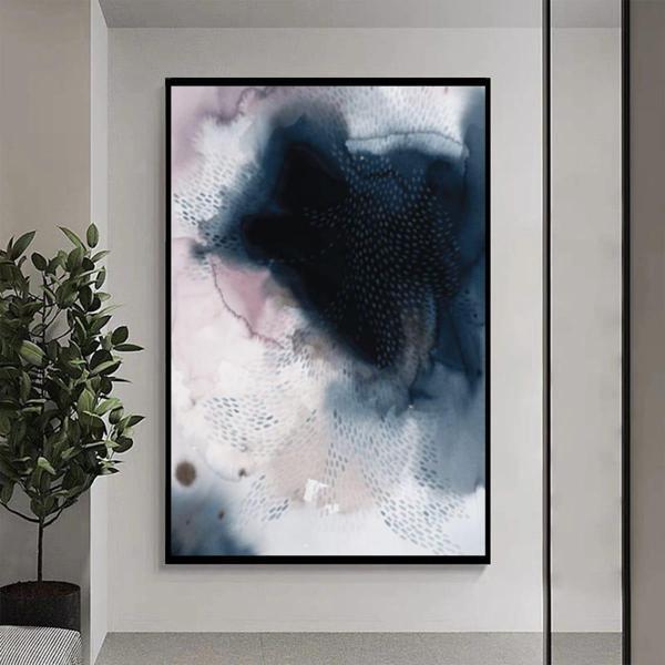 Black Hole Yağlı Boya Dokulu Tablo 90X120 Siyah Çerçeveli - Image 1