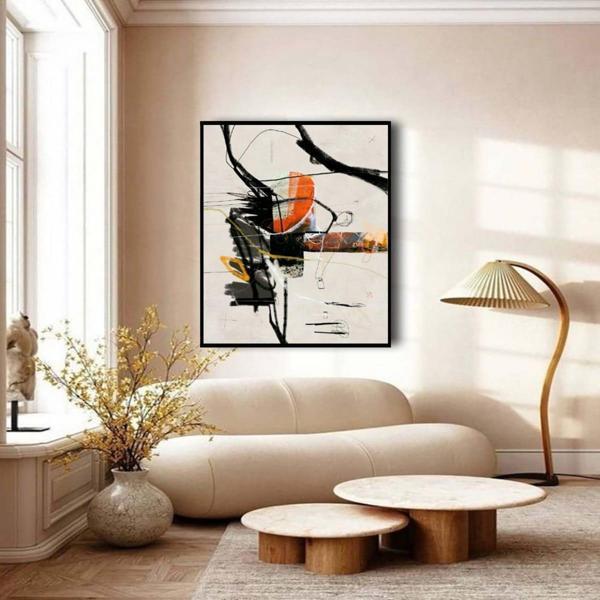 Bebas Yağlı Boya Dokulu Tablo 100X150 Siyah Çerçeveli - Image 1