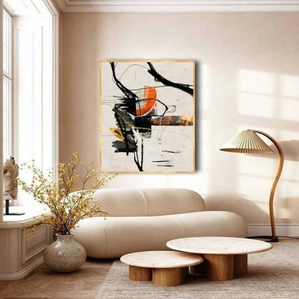 Bebas Yağlı Boya Dokulu Tablo 90X120 Gold Çerçeveli - Image 1