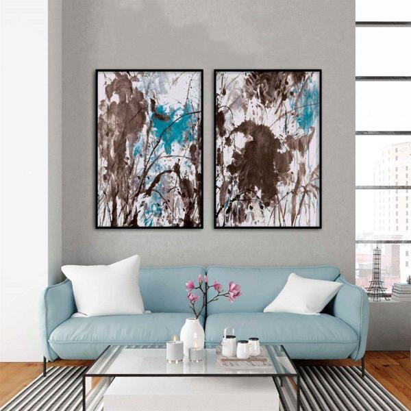 Blotch İkili Set Yağlı boya Dokulu Tablo 75X100 Siyah Çerçeveli - Image 1