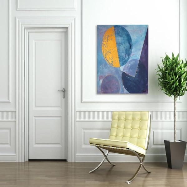 Blue Full Moon Yağlı Boya Dokulu Tablo 120X120 Çerçevesiz - Image 1