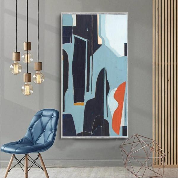 Blueness Yağlı Boya Dokulu Tablo 100X150 Gümüş Çerçeveli - Image 1