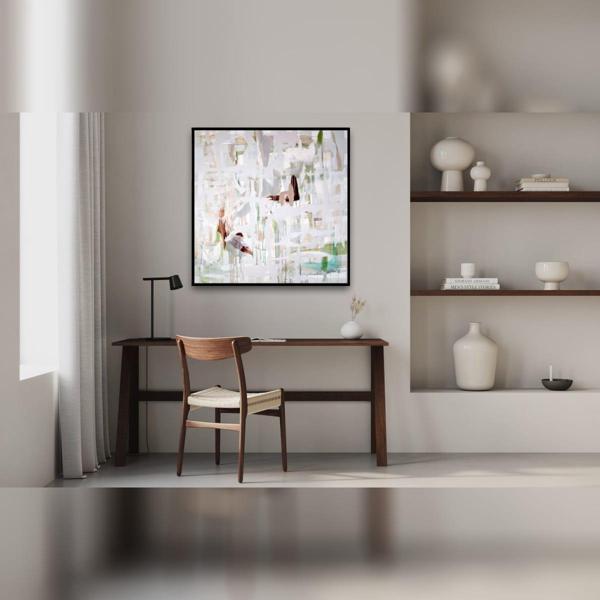 Budova Yağlı Boya Dokulu Tablo 100X100 Siyah Çerçeveli - Image 1
