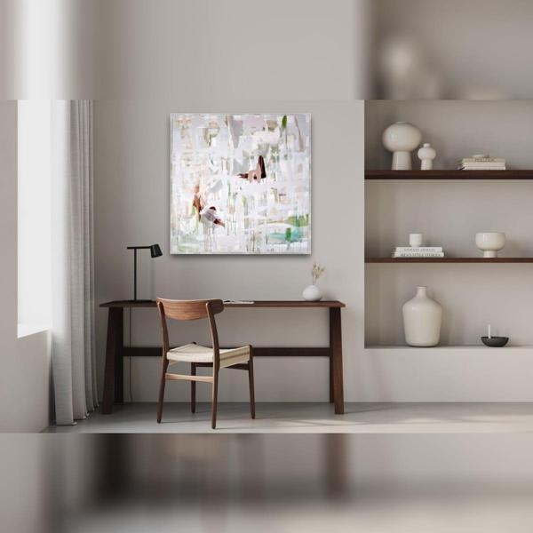 Budova Yağlı Boya Dokulu Tablo 120X120 Gümüş Çerçeveli - Image 1