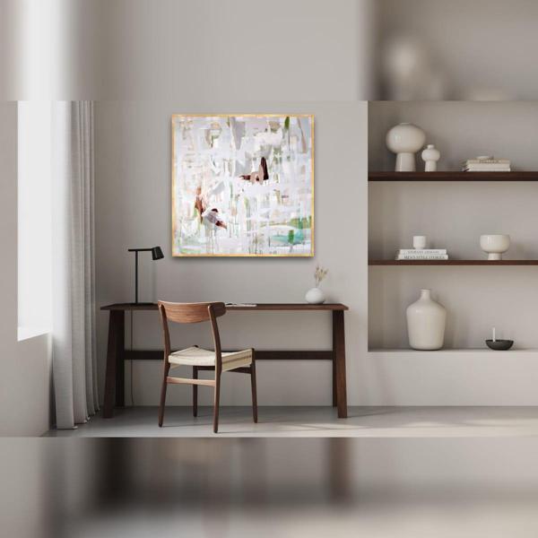 Budova Yağlı Boya Dokulu Tablo 80X80 Gold Çerçeveli - Image 1