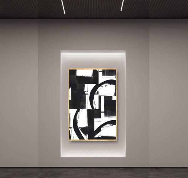 Branco Yağlı Boya Dokulu Tablo 60X90 Gold Çerçeveli - Image 1