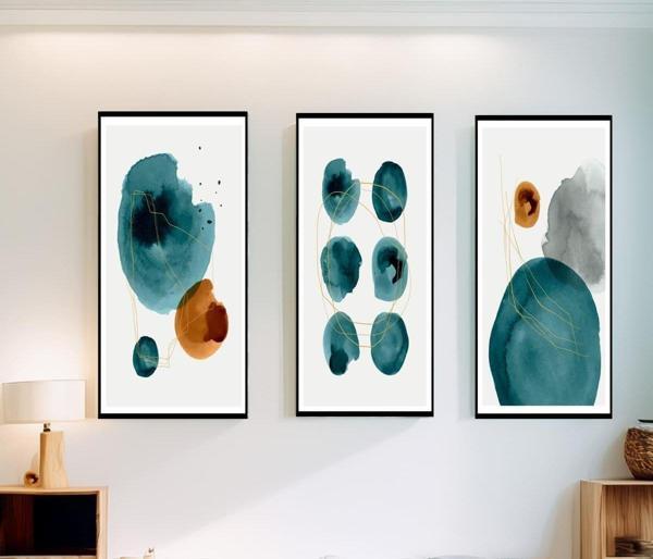 Carbun Üçlü Set Yağlı Boya Dokulu Tablo 60X90 Siyah Çerçeveli - Image 1