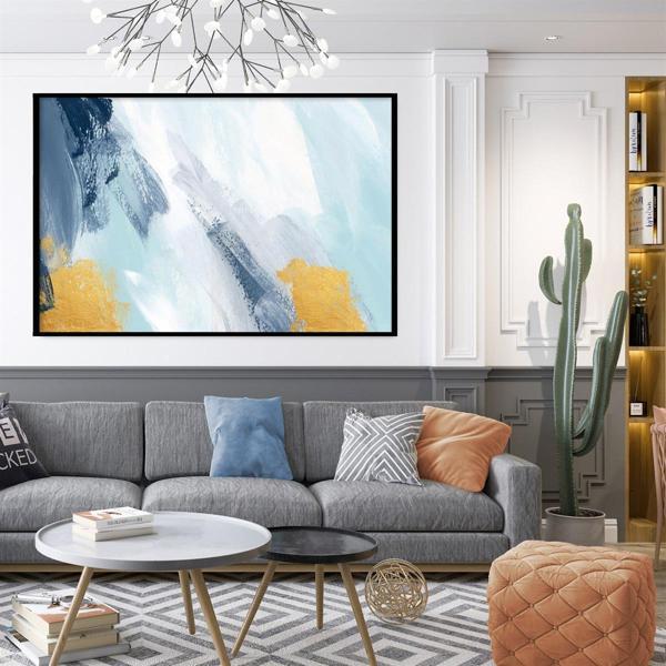 Brush Strokes Yağlı Boya Dokulu Tablo 60X90 Siyah Çerçeveli - Image 1