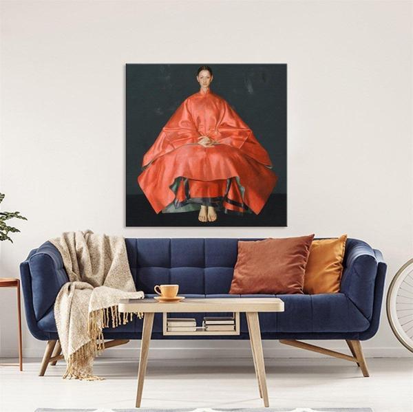 Çin Prensesi Yağlı Boya Dokulu Tablo 120X120 Siyah Çerçeveli - Image 1