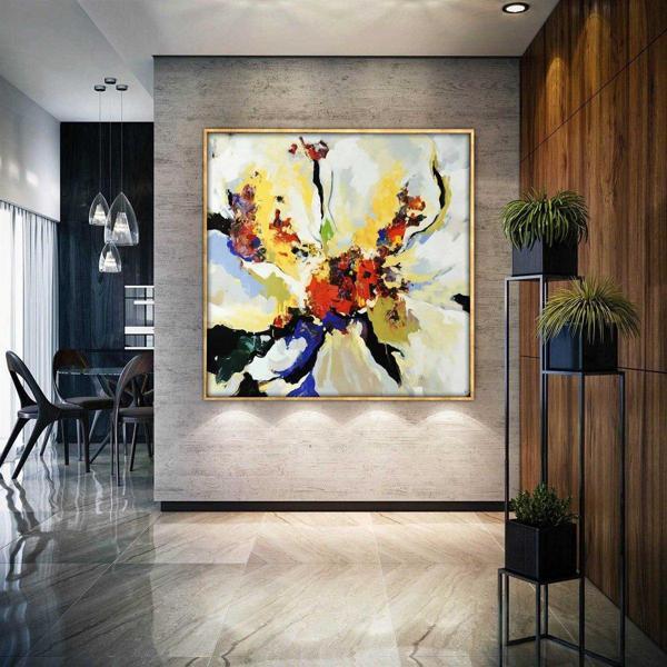 Çarkıfelek Yağlı Boya Dokulu Tablo 120X120 Siyah Çerçeveli - Image 1