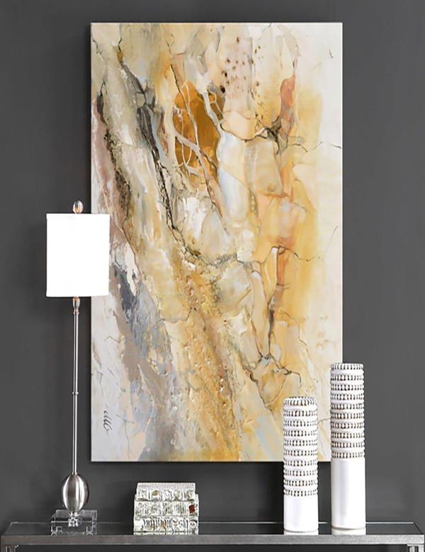 Çatlak Yağlı Boya Dokulu Tablo 90X120 Siyah Çerçeveli - Image 1