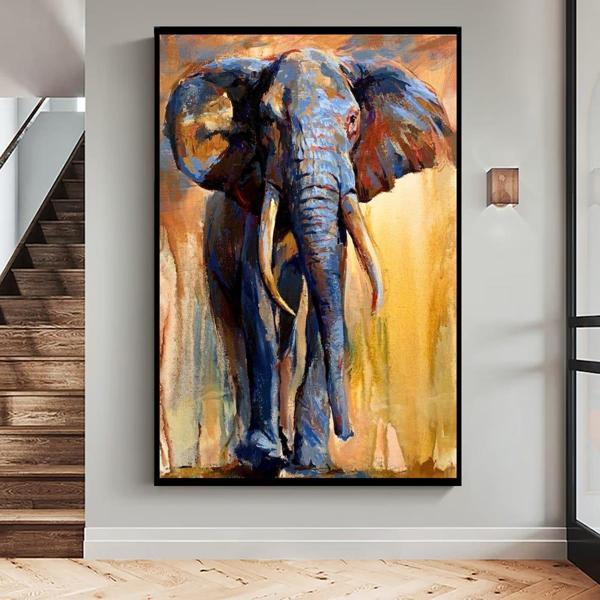 Elephant Yağlı Boya Dokulu Tablo 100X150 Siyah Çerçeveli - Image 1