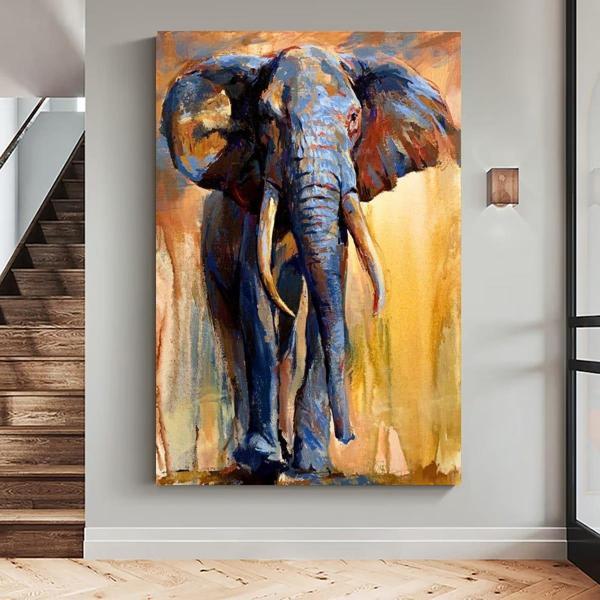 Elephant Yağlı Boya Dokulu Tablo 75X100 Çerçevesiz - Image 1