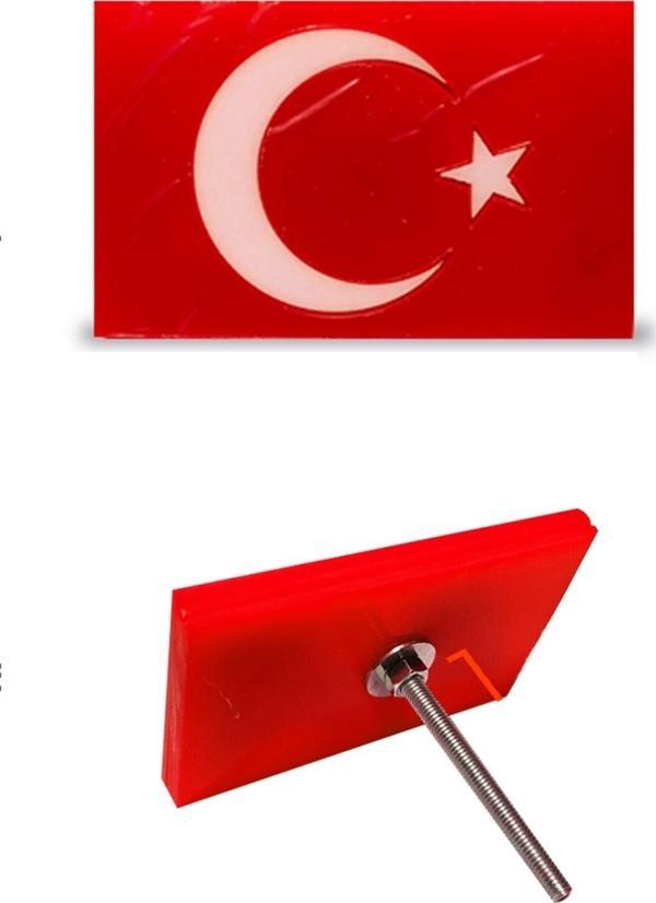 Panjur Arma Kırmızı Zeminli Türk Bayrağı Vidalı Pleksi Izgara Arma Logo - Image 1