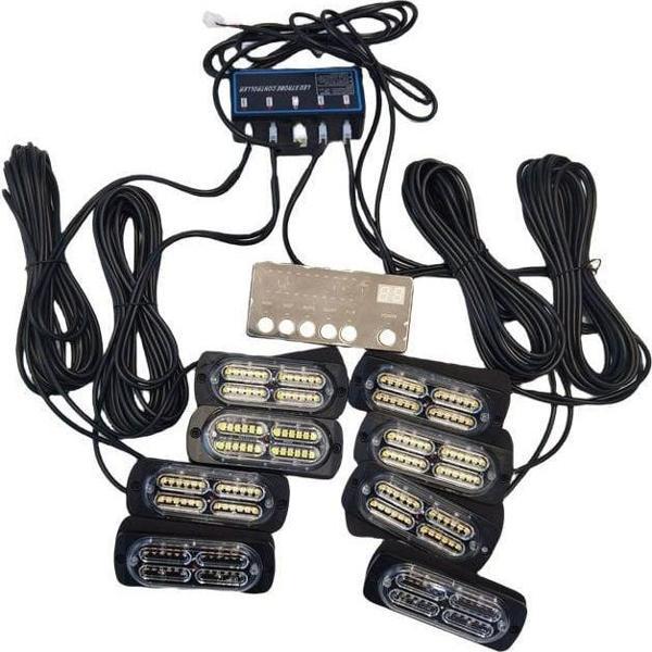 17 fonksiyonlu çakar lamba 12-30v 24 led 8 adet kırmızı*mavi set / LAPA548 - Image 1
