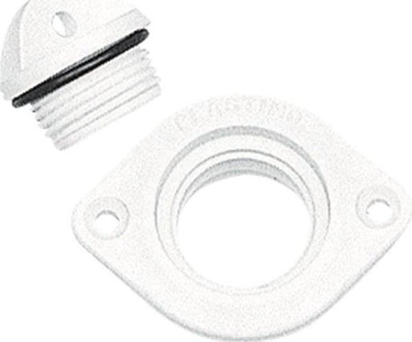 Nuova Rade Drain Socket w/Plug, Oval w/2 Holes, 48x36mm, White - Image 1