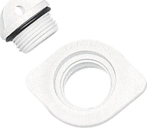 Nuova Rade Drain Socket w/Plug, Oval, Plain, 48x36mm, White - Image 1