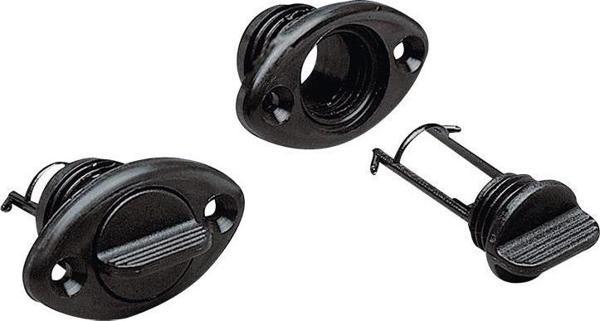 Nuova Rade Drain Socket, w/Captive Plug, Oval 54x33mm, Black - Image 1