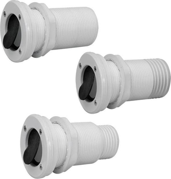 Nuova Rade Thru-Hull Threaded Ø55mm, w/Non-Ret.Valve, White - Image 1